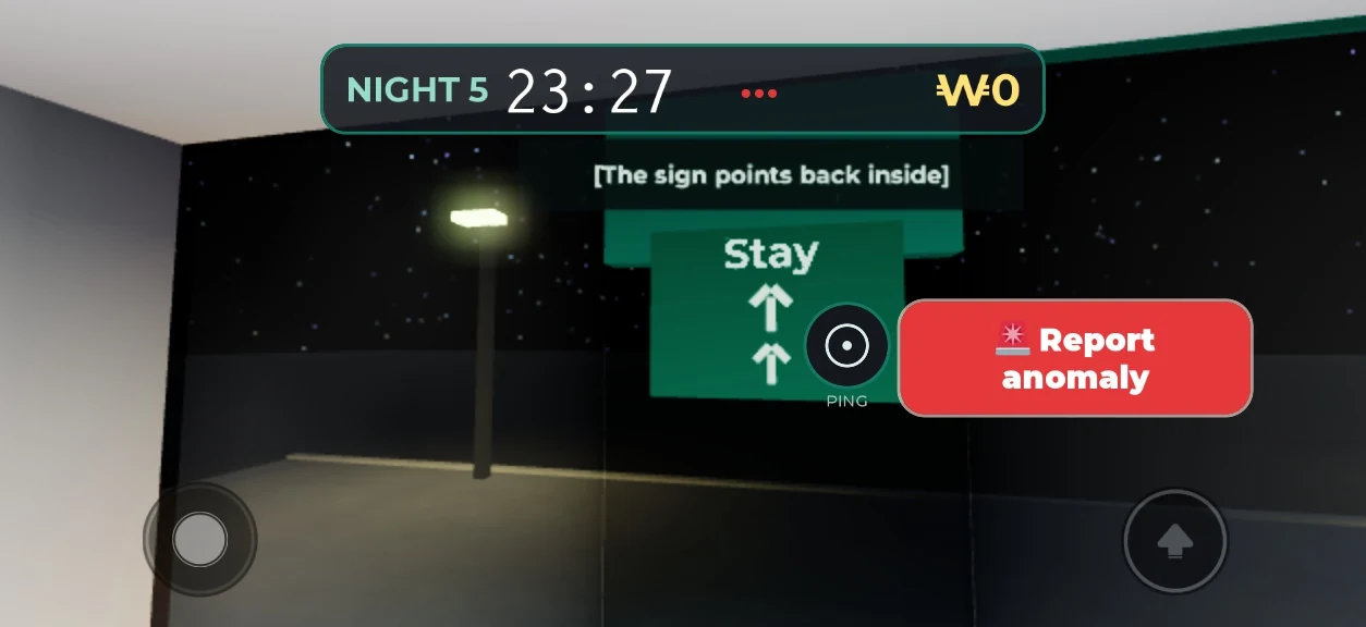 Earlier development build: the exit sign points into the store.