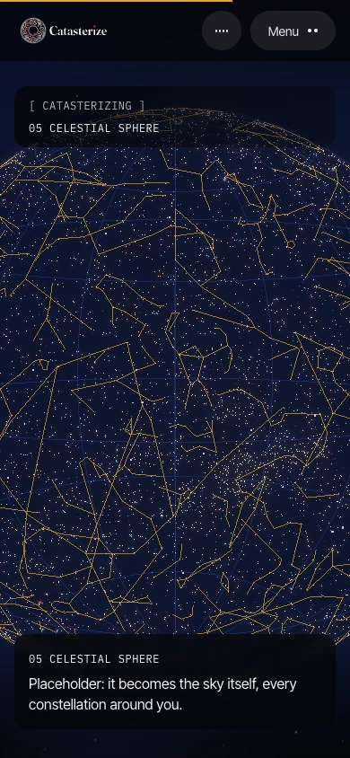 Development capture: the constellation scene in a phone viewport.
