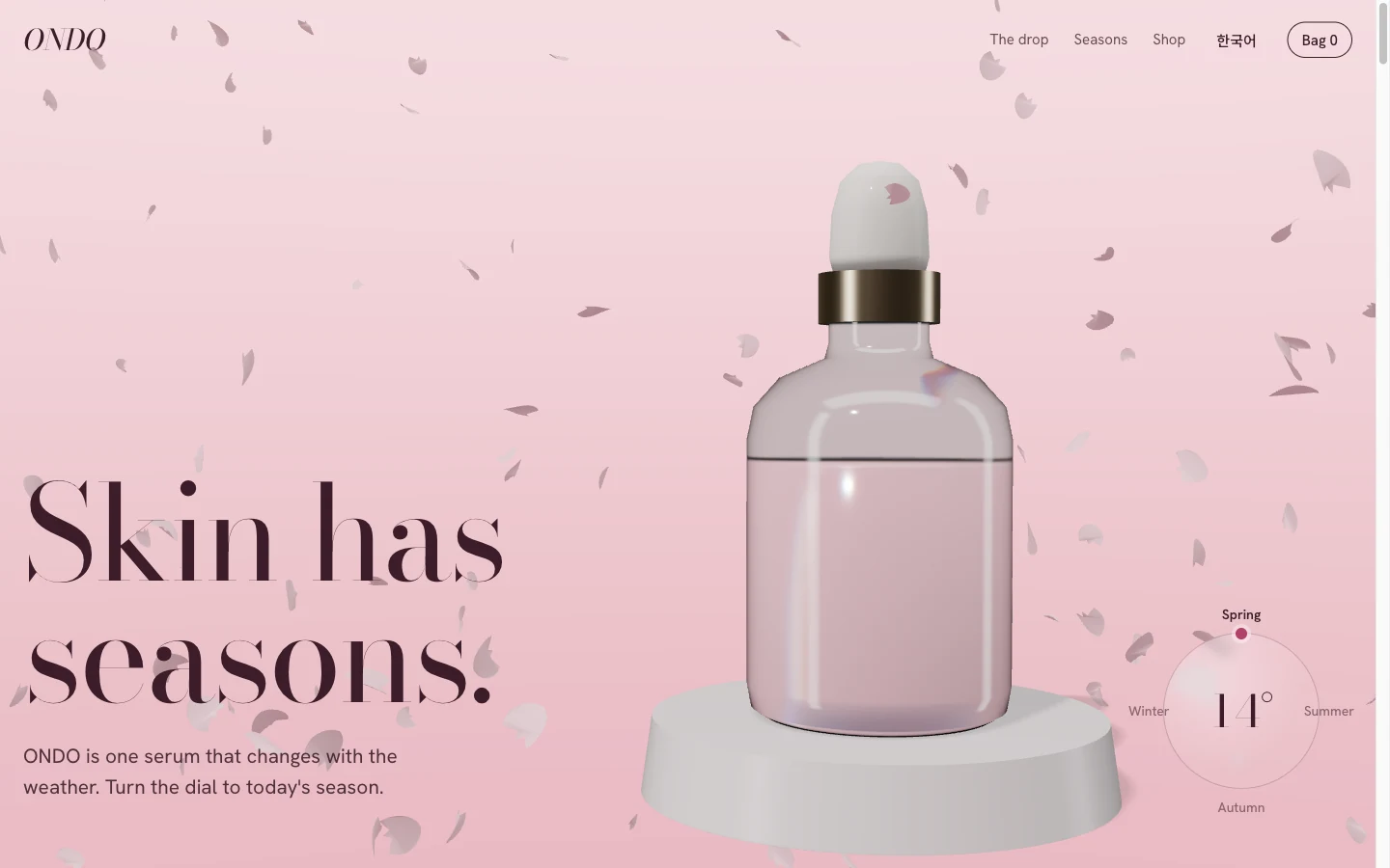 Concept study: ONDO’s code-built bottle and seasonal scene.