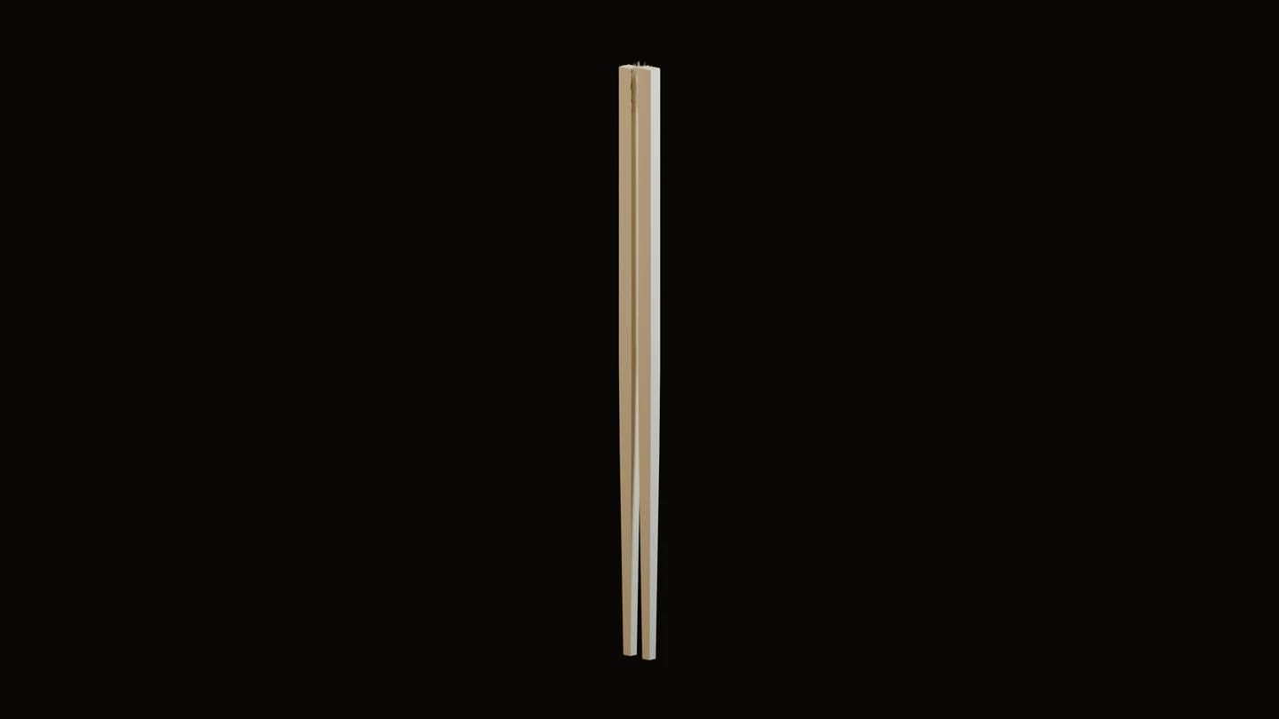 Concept study: split wooden chopsticks rendered in Blender.